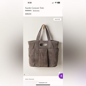 Free People Charcoal Suede Caravan Tote
